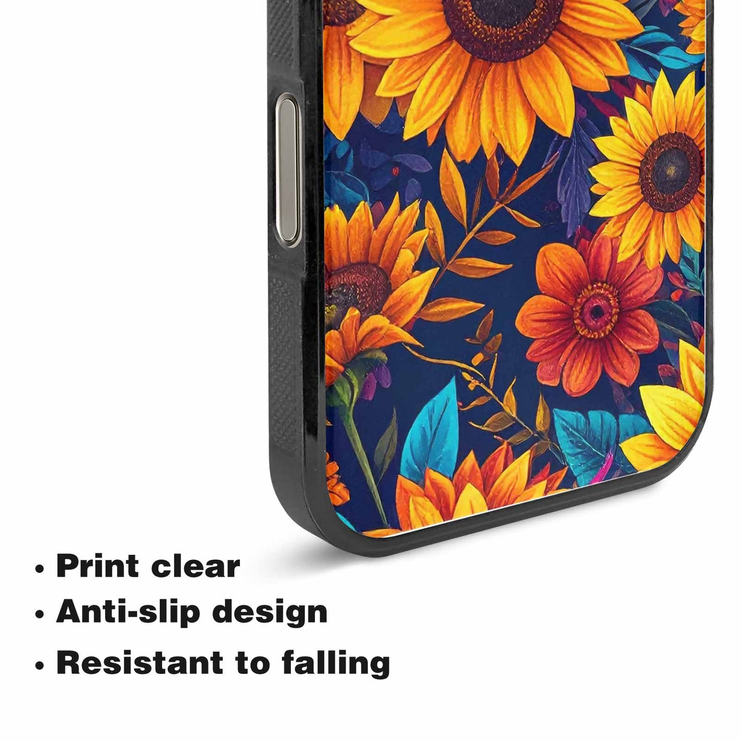 iPhone 15 Pro Max Case — Sunflower Skulls Print Custom, Custom Art Phone Cover