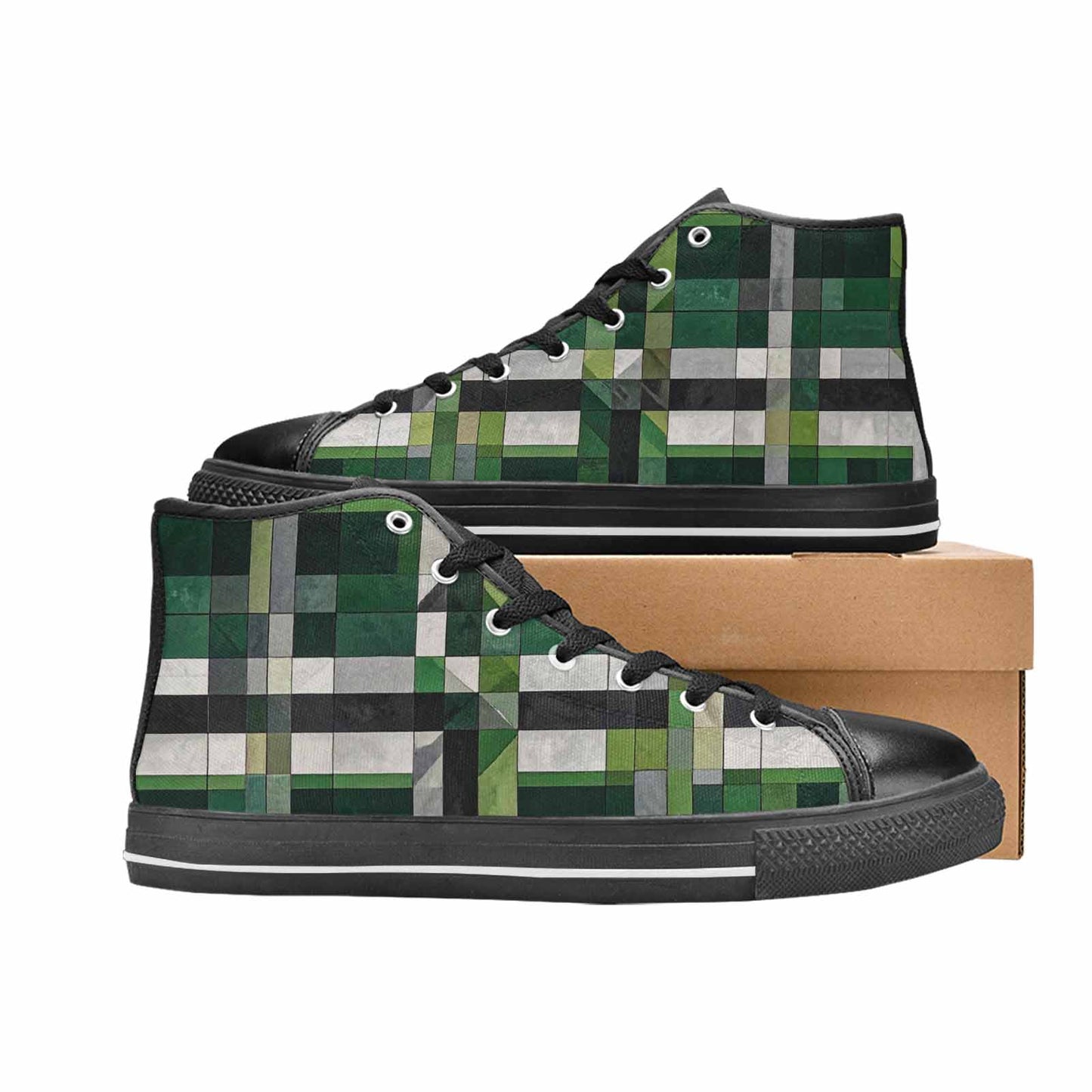 MEN'S Aromantic Flag Color High Top Canvas Dreamcore Custom Sneakers