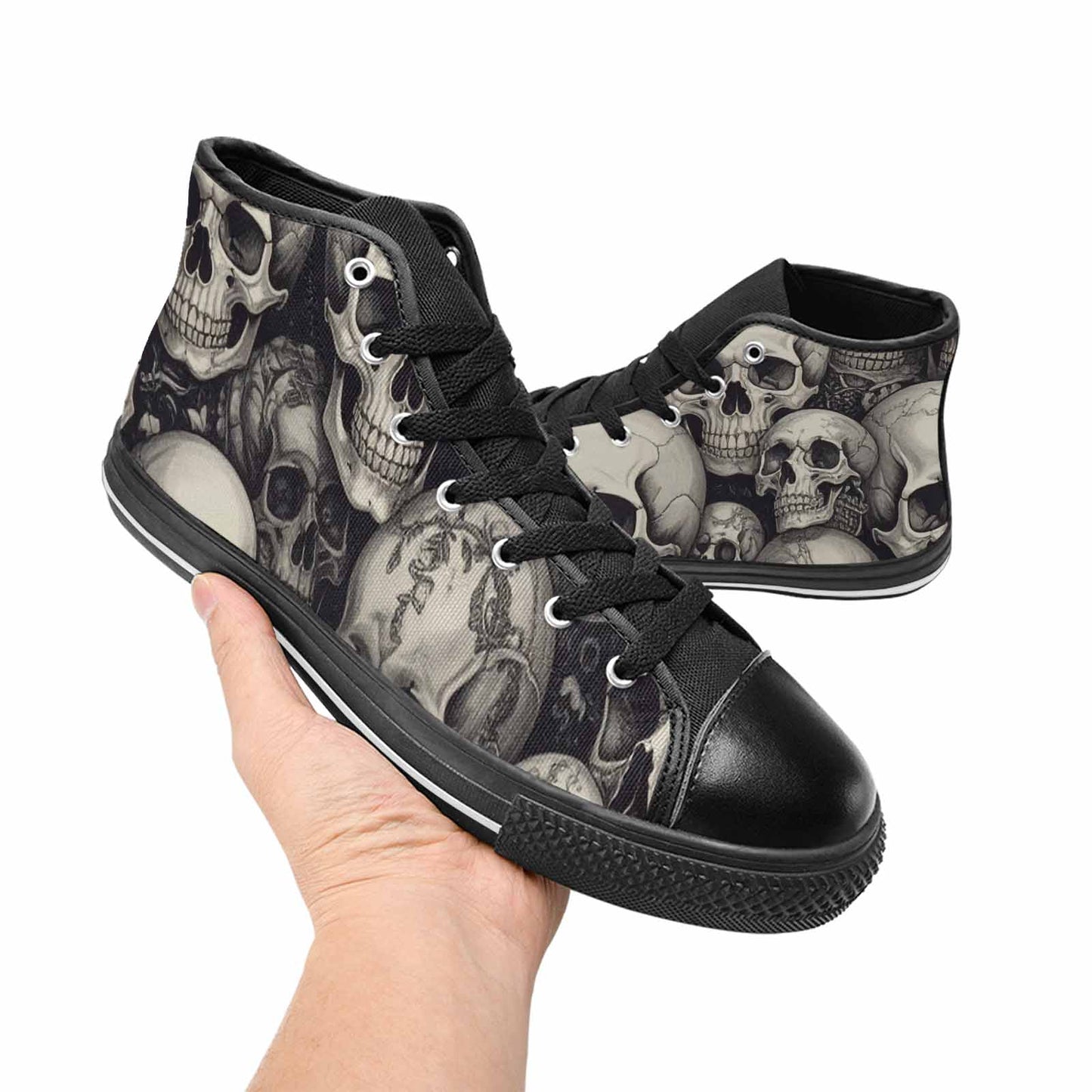 WOMEN'S Skulls - Classic High Top Canvas Vivid Custom Sneakers