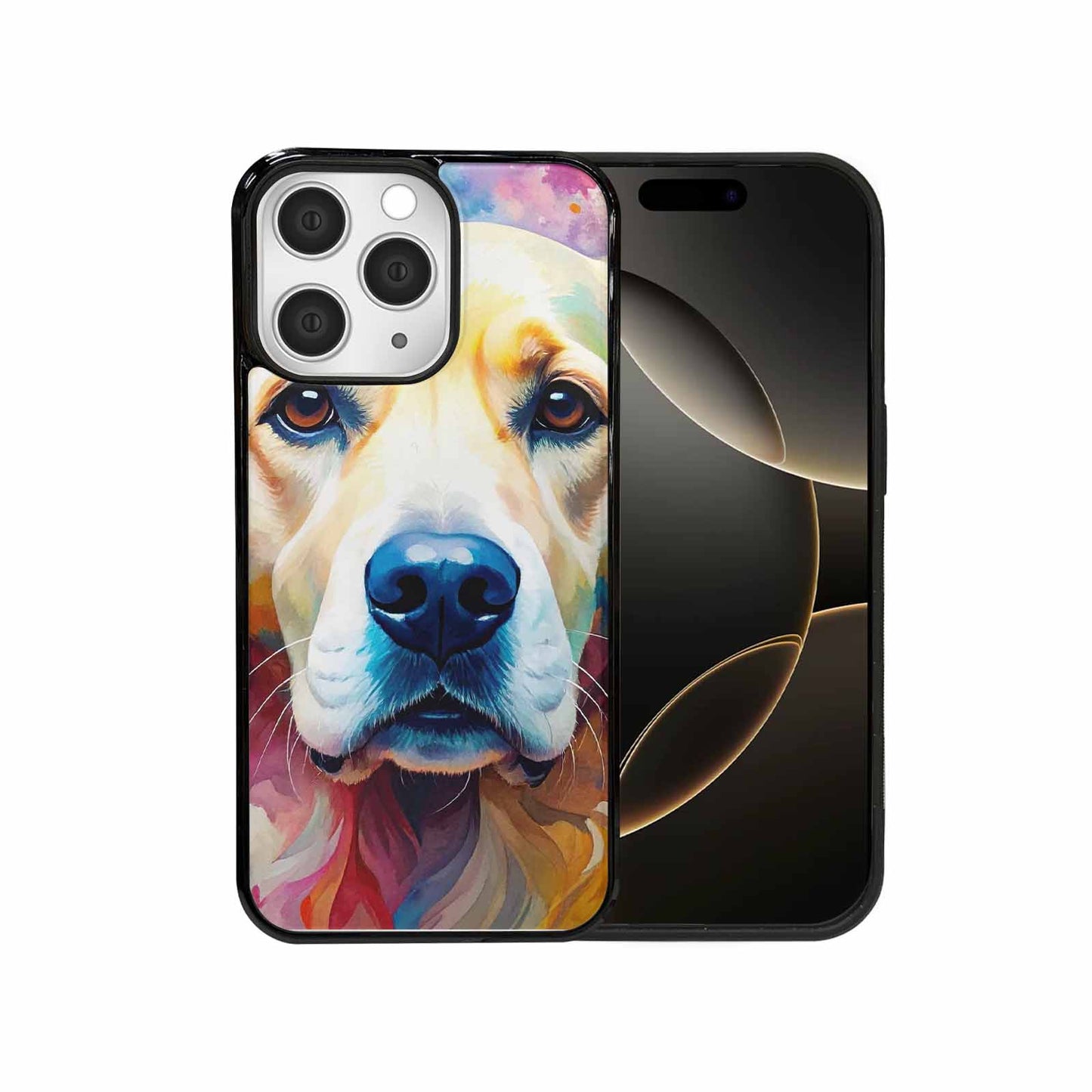 iPhone 15 Pro Max Case — Golden Retriever Watercolor Art Pattern Personalized, Custom Printed Phone Case