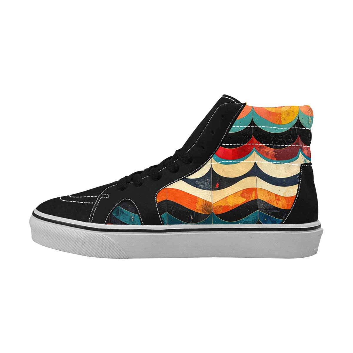MEN'S Retro Wave Scallop Stripe High Top Canvas Y2K Custom Shoes