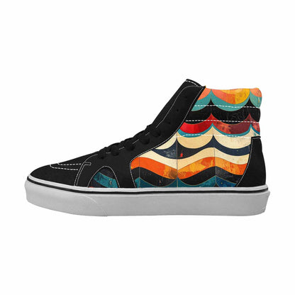 MEN'S Retro Wave Scallop Stripe High Top Canvas Y2K Custom Shoes