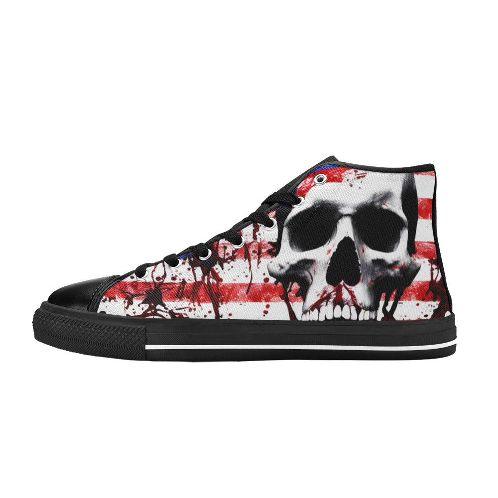 WOMEN'S Patriotic Splatter Art High Top Canvas Cottagecore Custom Sneakers