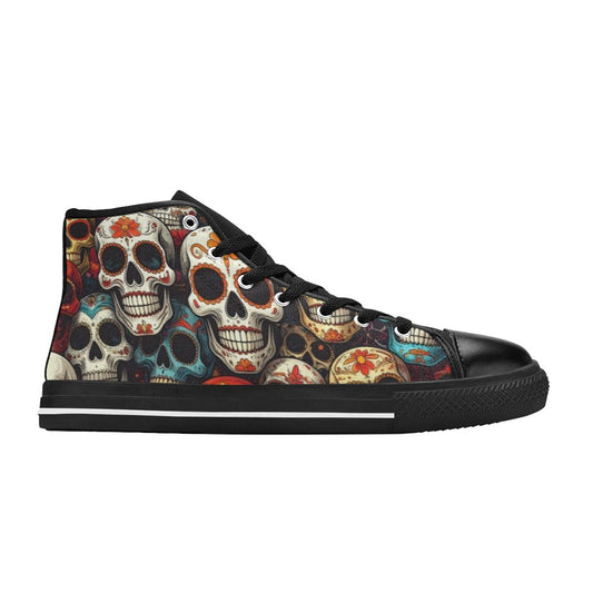 WOMEN'S Aggressive Comic Sugar Skull High Top Canvas Aesthetic Sneakers