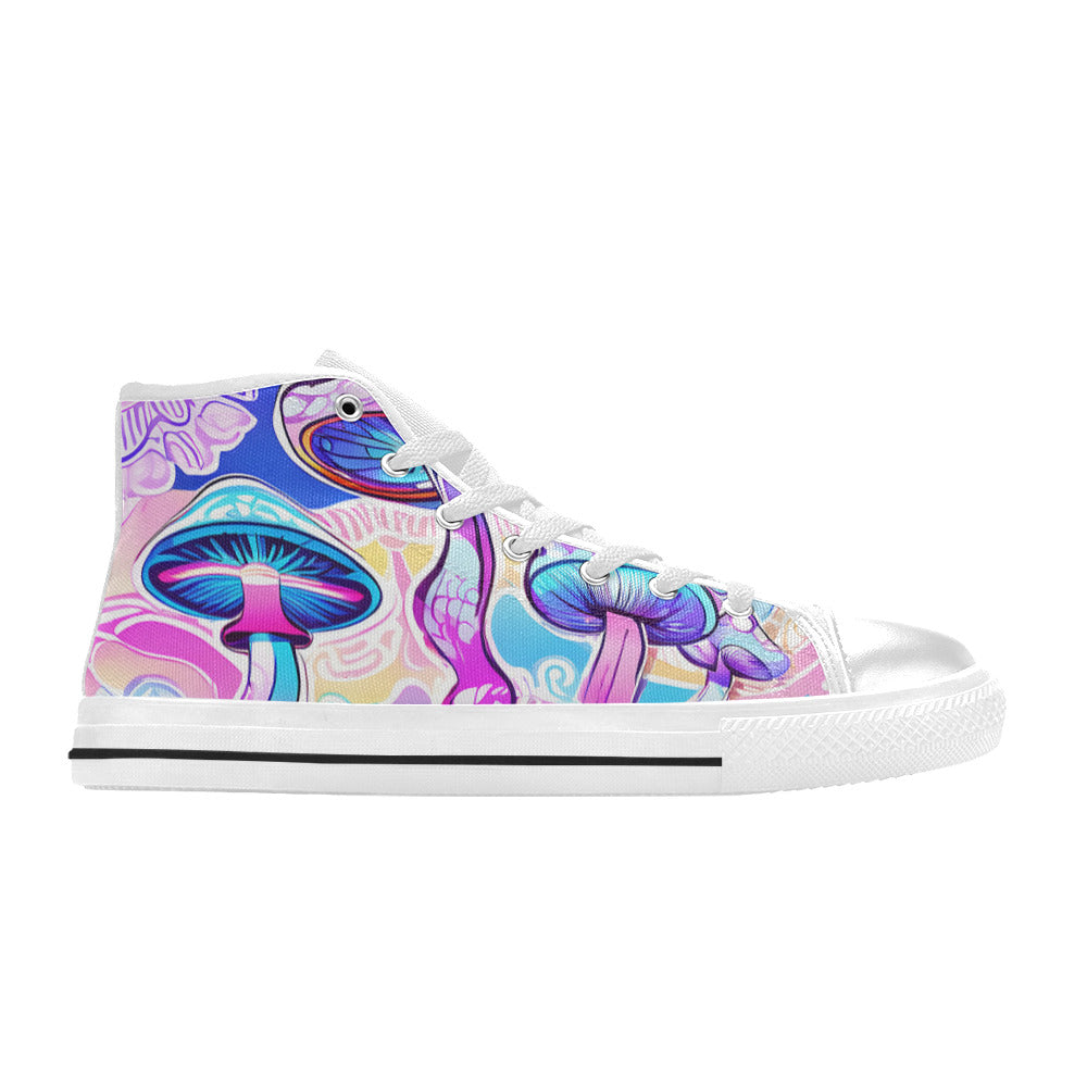 MEN'S Magic Mushrooms Art 4 High Top Canvas Dark Academia Custom Sneakers