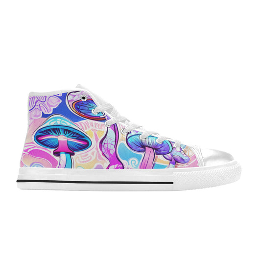MEN'S Magic Mushrooms Art 4 High Top Canvas Dark Academia Custom Sneakers