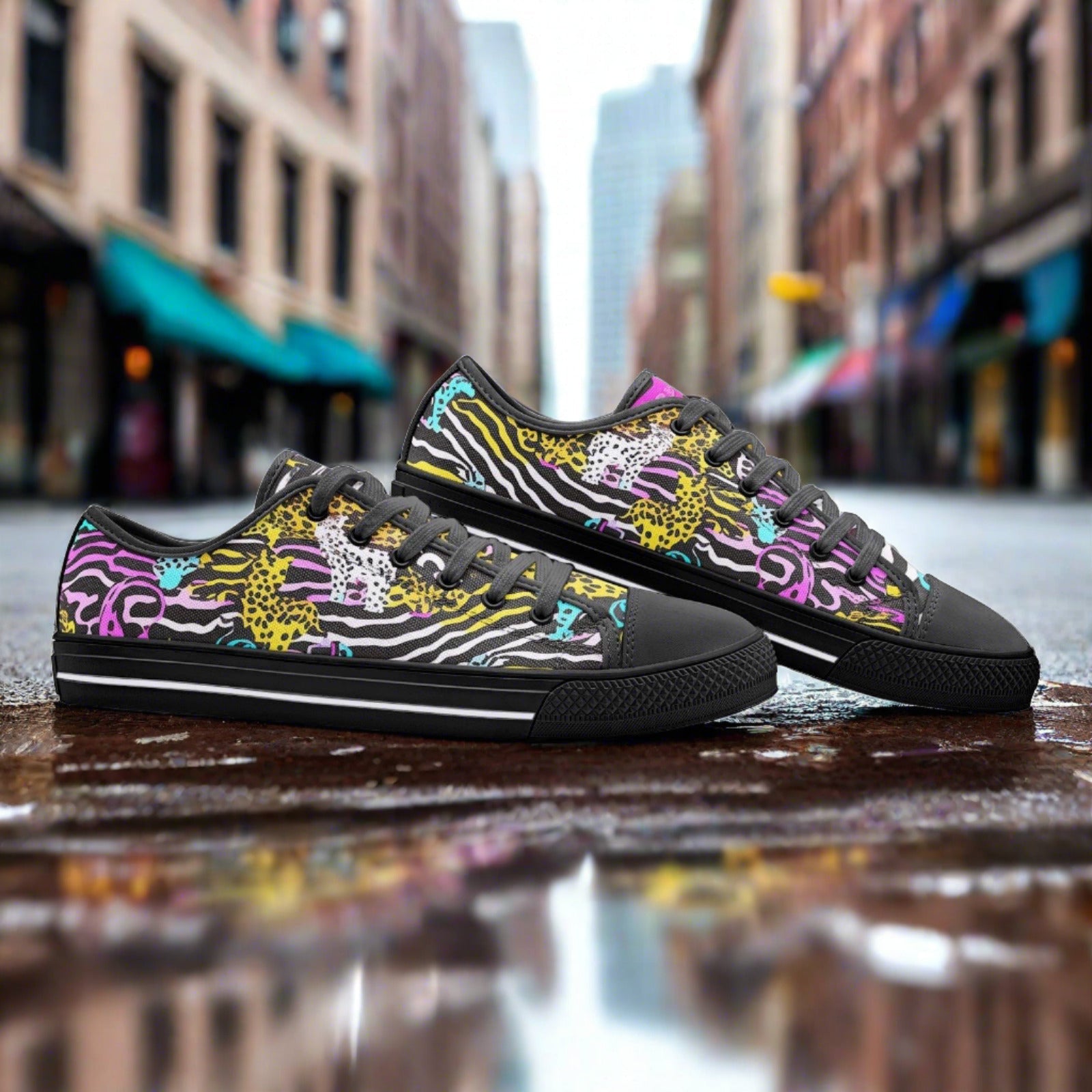 Monarch Neon Electric Vivid Bold Art - Freaky Shoes | Custom Art Sneakers