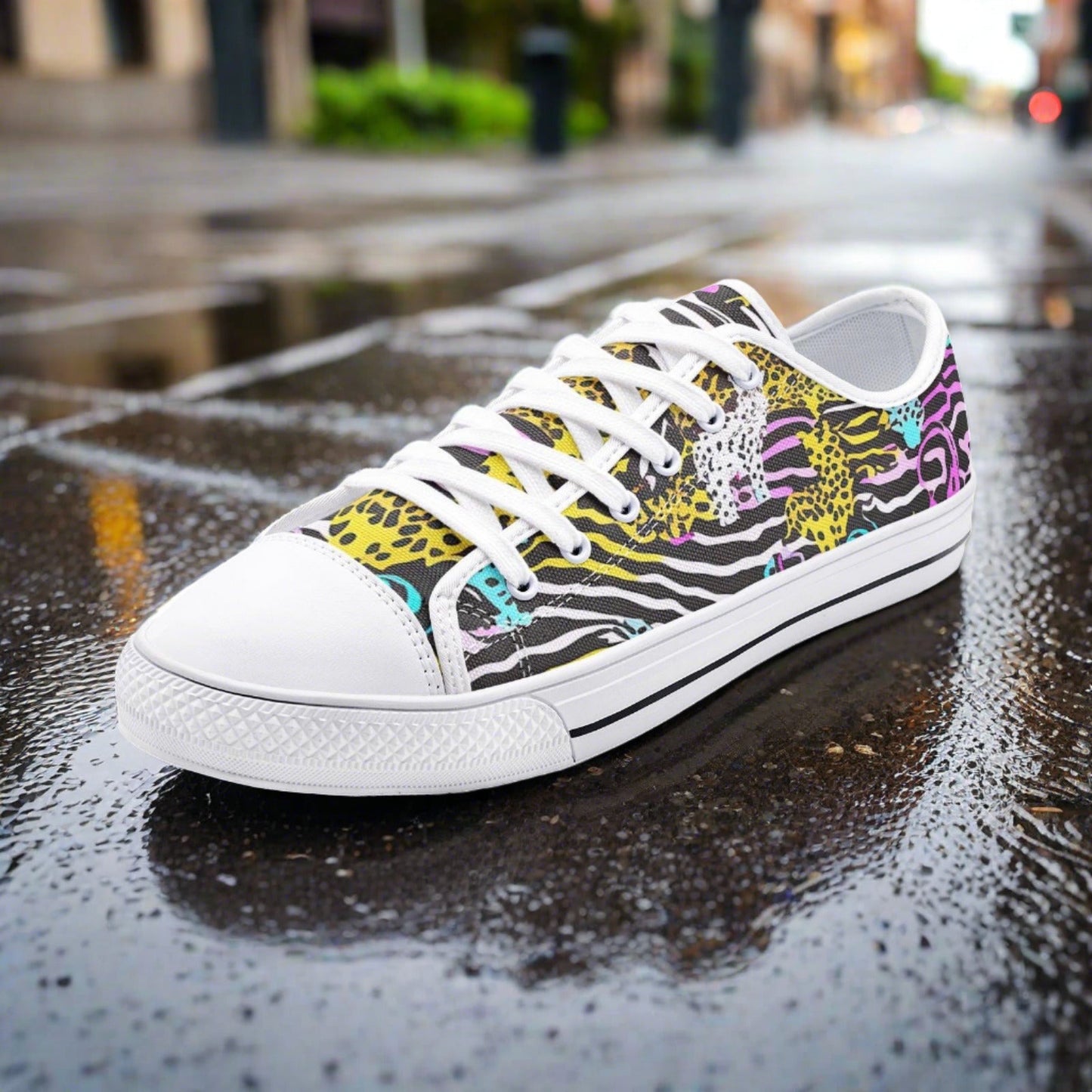 Peacock Silver Blue Custom Bold Art - Freaky Shoes | Custom Art Sneakers