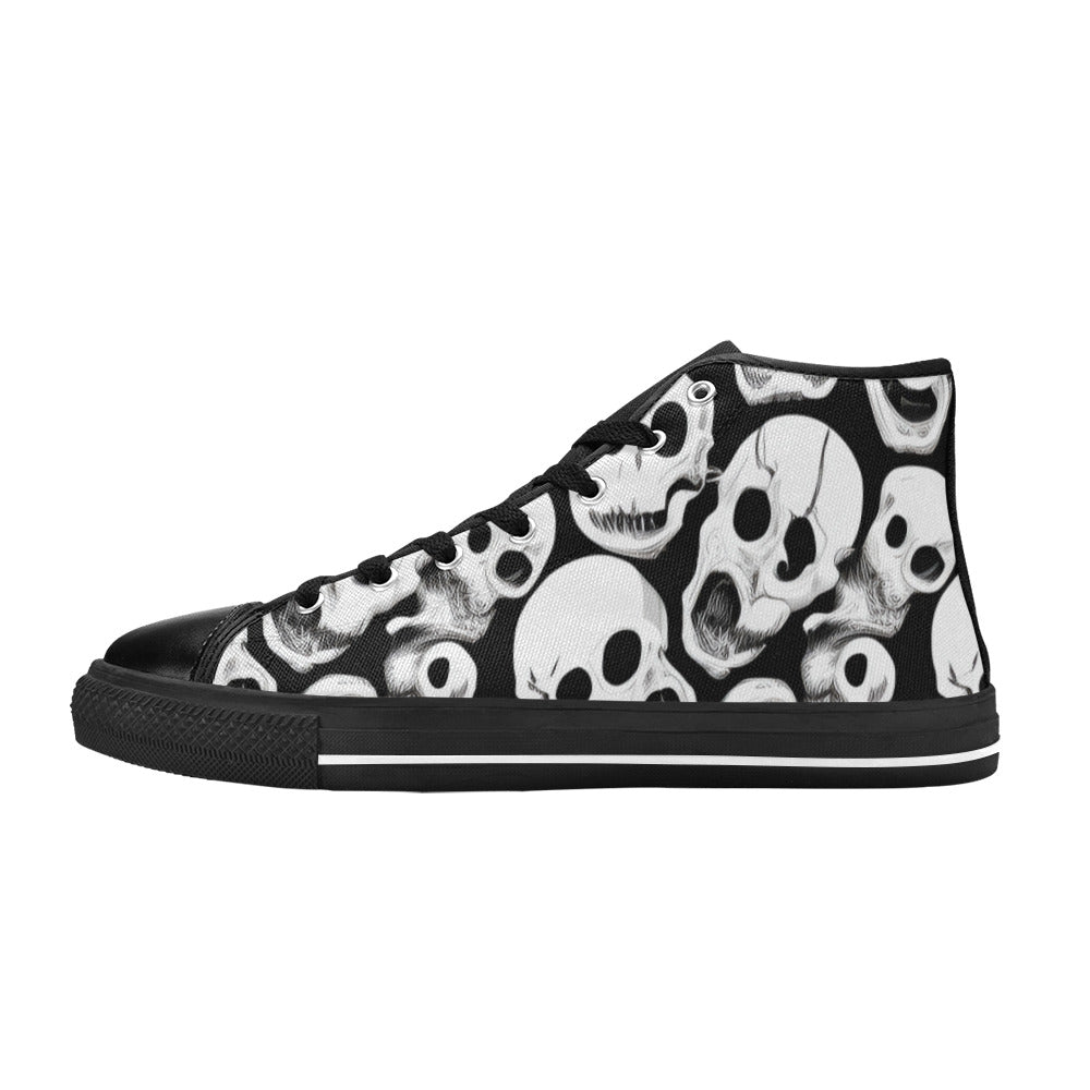 WOMEN'S Cc Skulls One Color High Top Canvas Cottagecore Custom Shoes