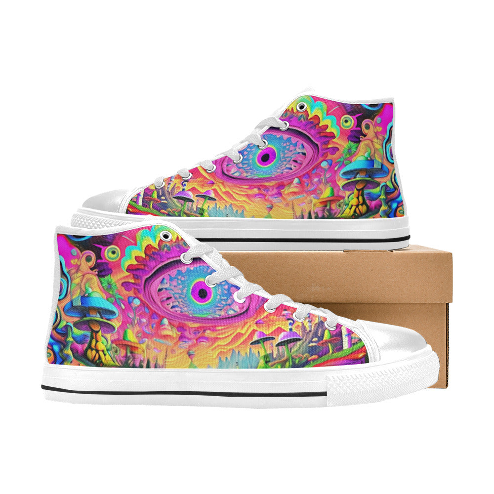 MEN'S Trippy Acid World Art High Top Canvas Grunge Shoes