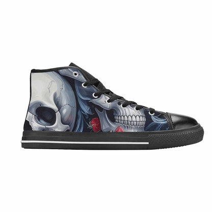 WOMEN'S Skulls Roses Chrome Airbrush High Top Canvas Vivid Sneakers
