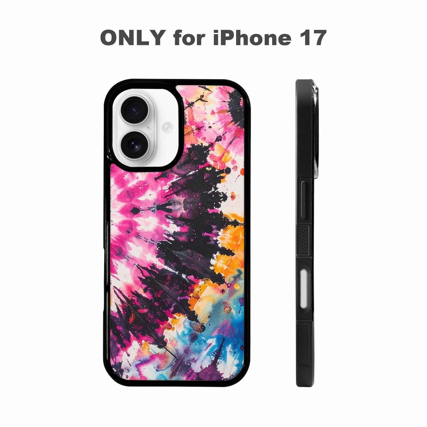 iPhone 17 Case — Tie Dye Swirls Black Tie Dye, Custom Printed Phone Case