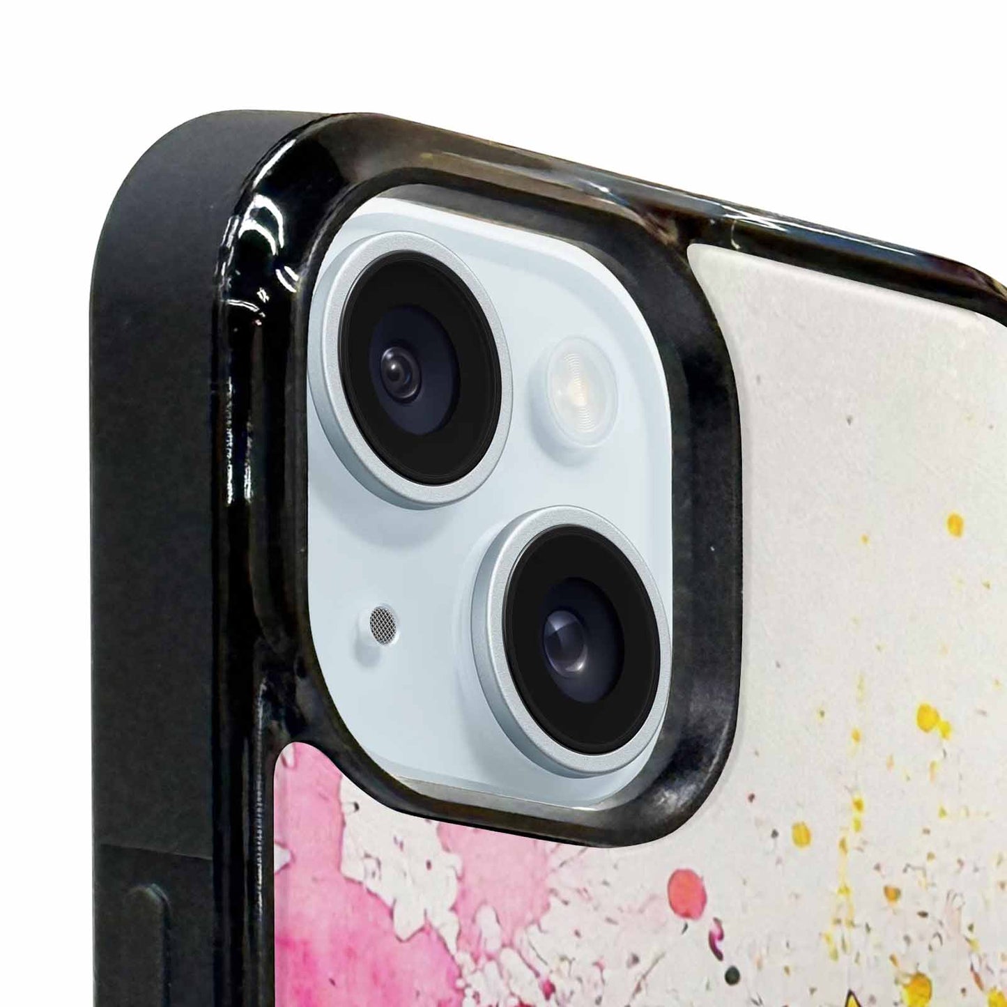 iPhone 15 Plus Case — Sunflower Burst Black Pink Ink Sunflowers, Personalized Phone Case