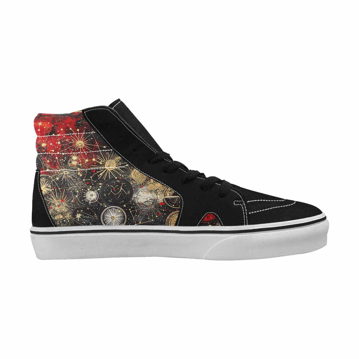 MEN'S Zodiac Black & Red Ink High Top Canvas Artist-designed Y2K Customized Sneakers