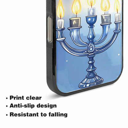 iPhone 15 Pro Max Case — Hanukkah Menorah Pattern Seamless Repeat Jewish, Custom Print Case Cover
