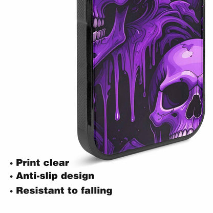 iPhone 15 Case — Monochrome Purple Skeletons Neon Drip Melting, Original Design Phone Case
