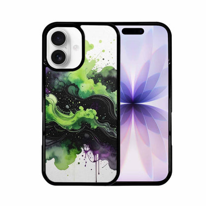 iPhone 17 Case — Black &amp; Green Ink Galaxy Space, Customized Protective Case