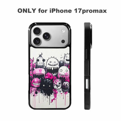 iPhone 17 Pro Max Case — Black &amp; Pink Ink Cartoon Cute, Original Design Phone Case