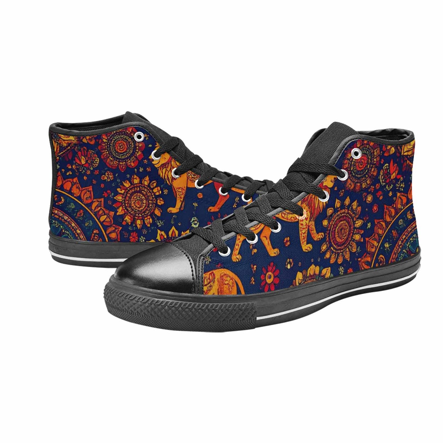 MEN'S Mandala Lions High Top Canvas Vivid Custom Shoes
