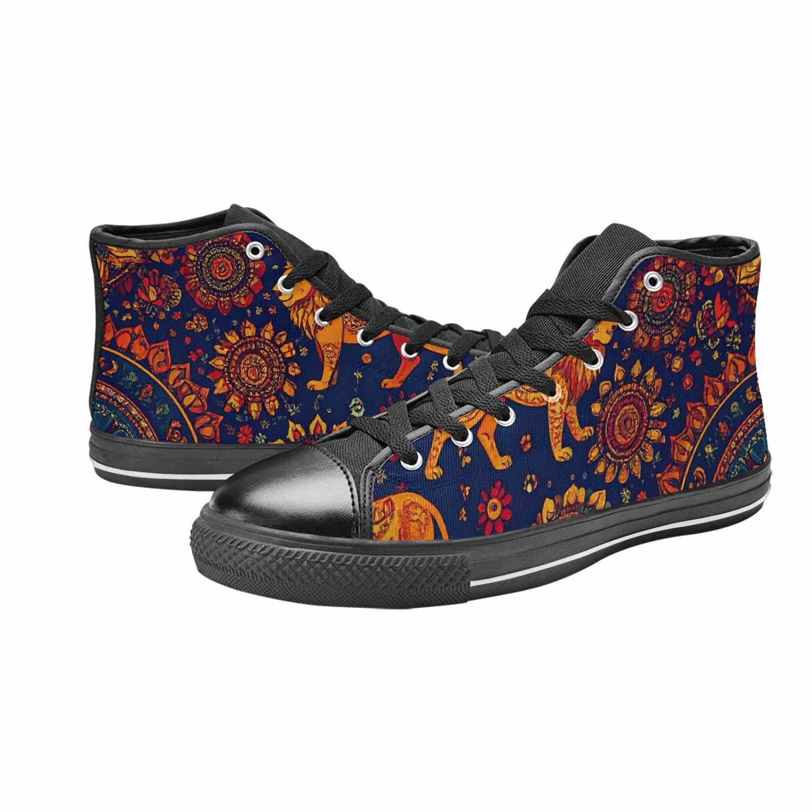 MEN'S Mandala Lions High Top Canvas Vivid Custom Shoes