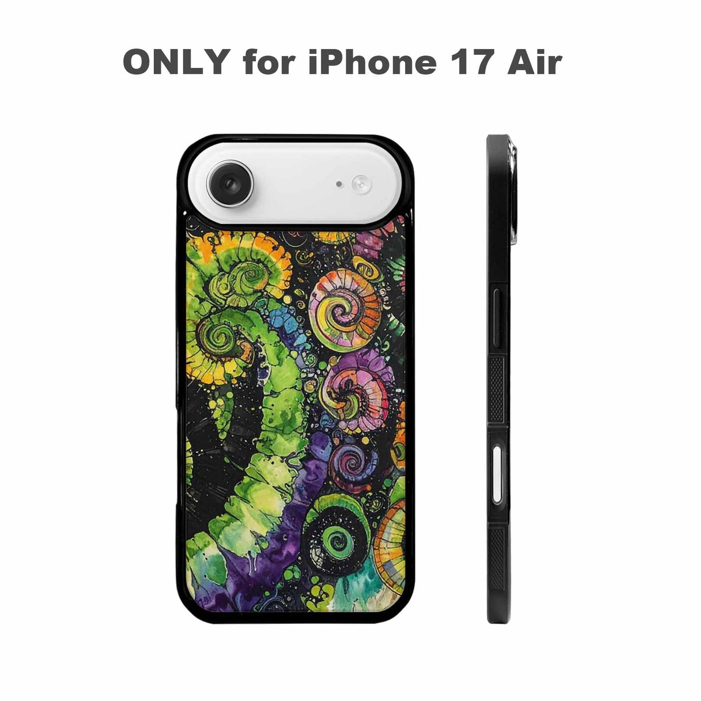 iPhone 17 Air Case — Black Green Ink Tie Dye Tie, Original Design Phone Case