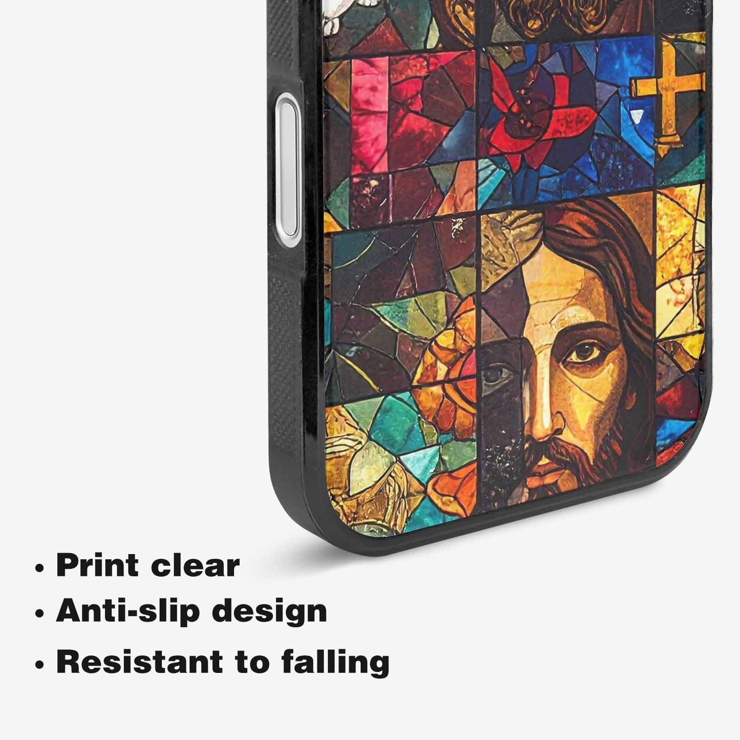 iPhone 16 Plus Case — Jesus Face Small Cross And Faith, Original Design Phone Case