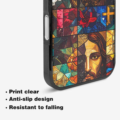 iPhone 16 Plus Case — Jesus Face Small Cross And Faith, Original Design Phone Case