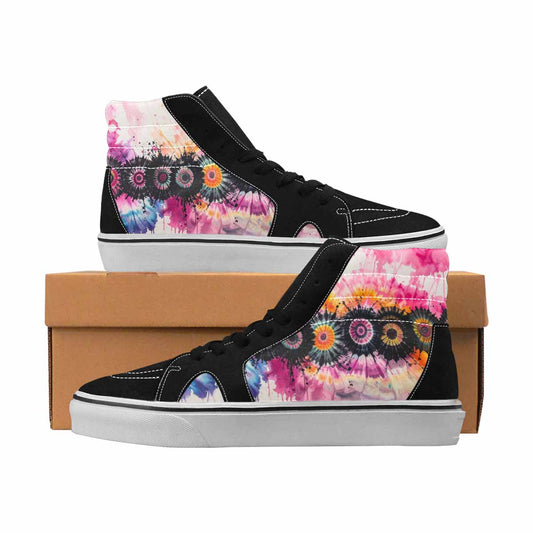 MEN'S Tie Dye Black & Pink Ink High Top Canvas Custom Fashion Dark Academia Custom Canvas Shoes