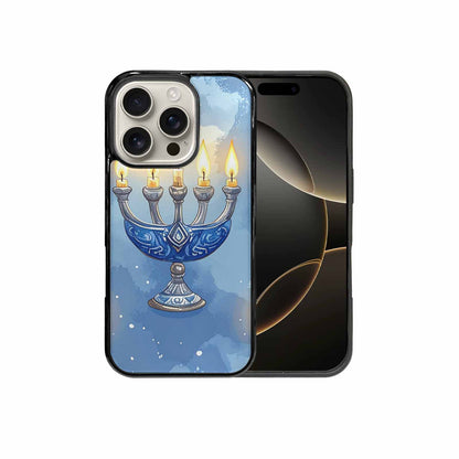 iPhone 16 Pro Case — Hanukkah Menorah Pattern Seamless Repeat Jewish, Custom Print Case Cover