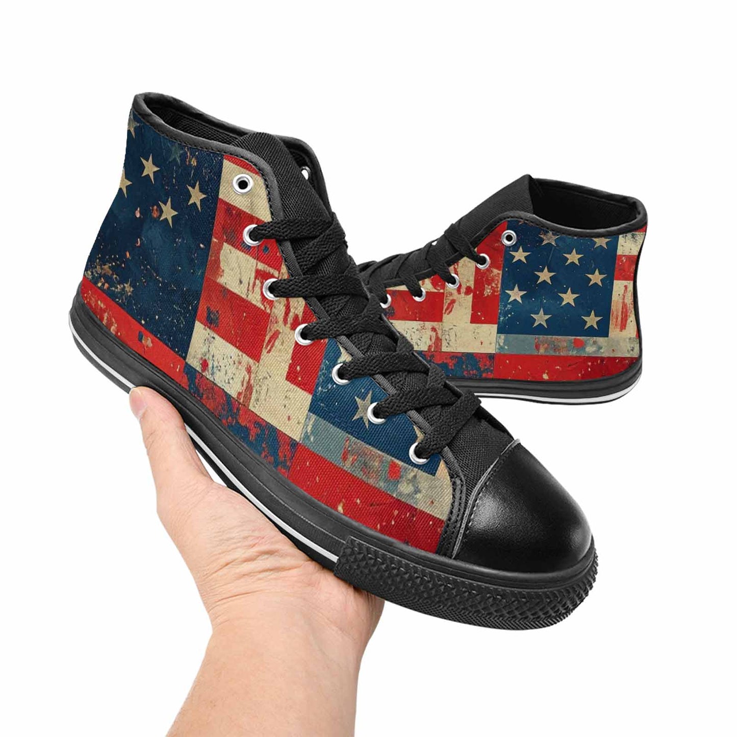 MEN'S American Flag Stars High Top Canvas Dark Academia Sneakers