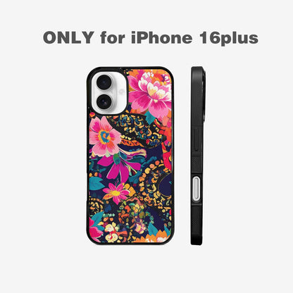 iPhone 16 Plus Case — Floral Snake Print, Custom Print Case Cover