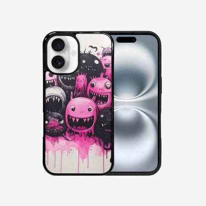 iPhone 16 Case — Monsters General Black Pink Ink Cartoon, Custom Made Phone Cover