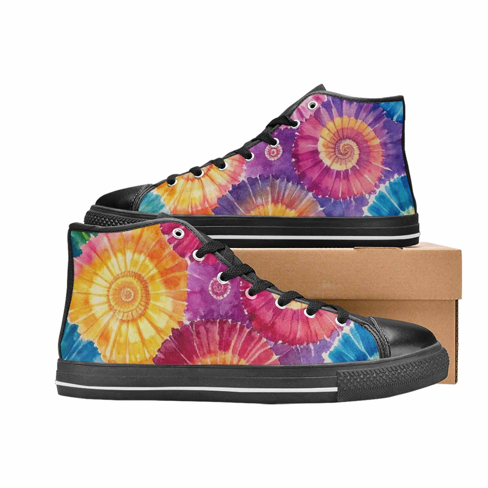 MEN'S Tie Dye Swirl High Top Canvas Dark Academia Shoes