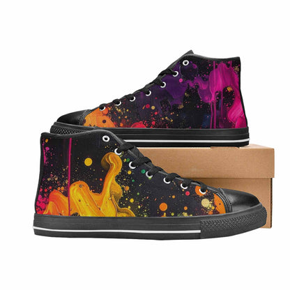 MEN'S Paint Splatter High Top Canvas Neon Fantasy Sneakers