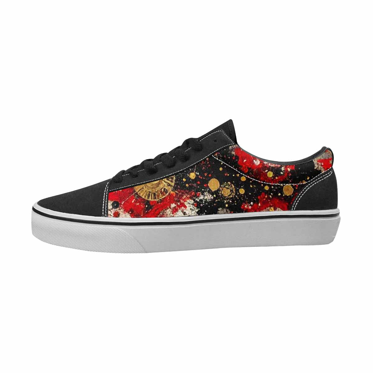 WOMEN'S Zodiac Black & Red Ink Canvas Unique Print Vibrant Chaos Custom Streetwear Shoes