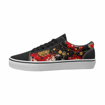 WOMEN'S Zodiac Black & Red Ink Canvas Unique Print Vibrant Chaos Custom Streetwear Shoes