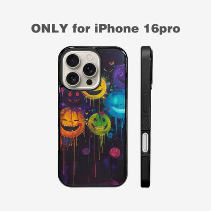 iPhone 16 Pro Case — Smiley Faces Glow Smiley Faces Pattern, Unique Phone Case Design