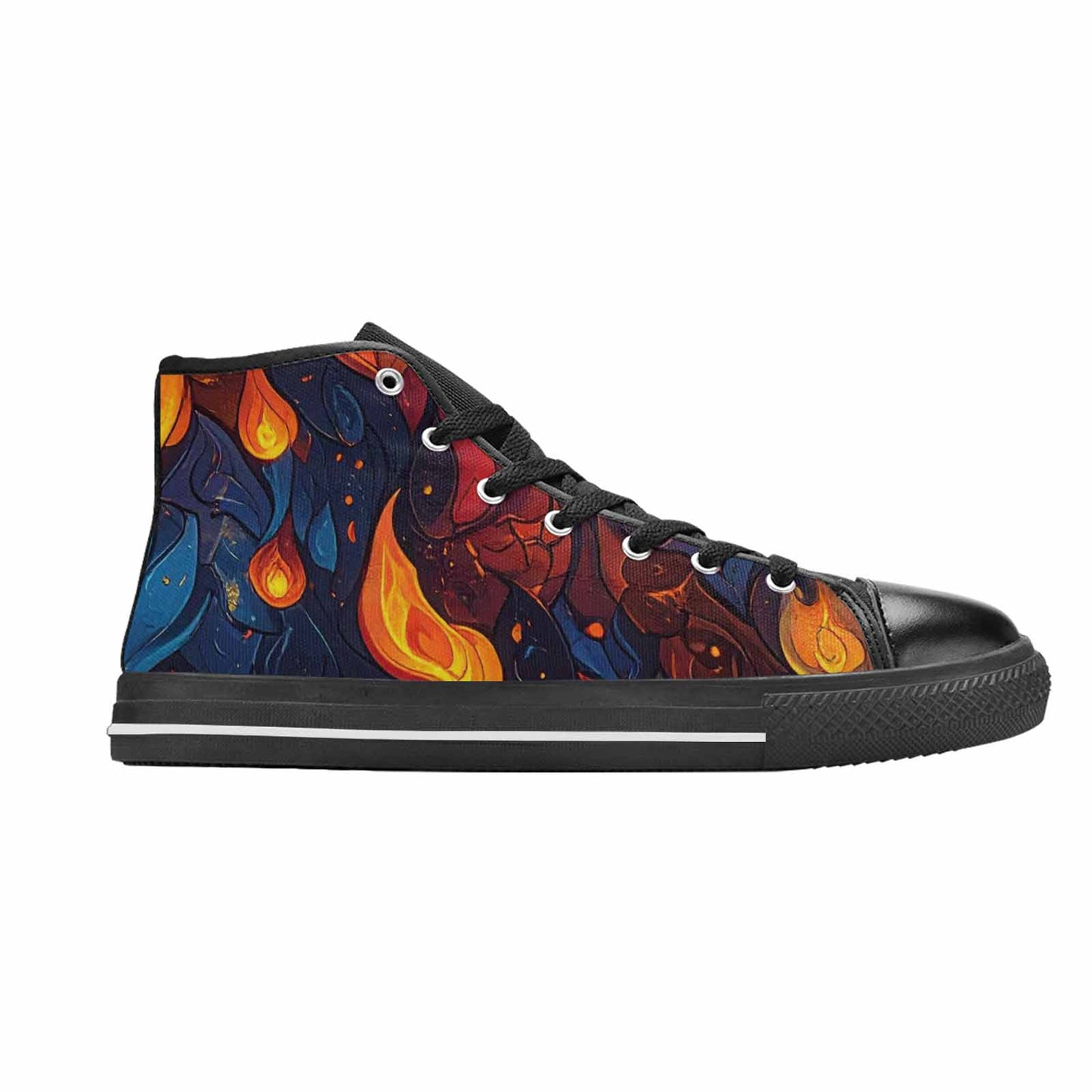 WOMEN'S Fire Flame High Top Canvas Y2K Custom Sneakers