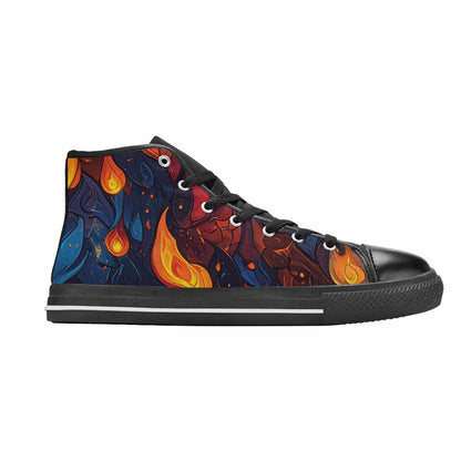 WOMEN'S Fire Flame High Top Canvas Y2K Custom Sneakers