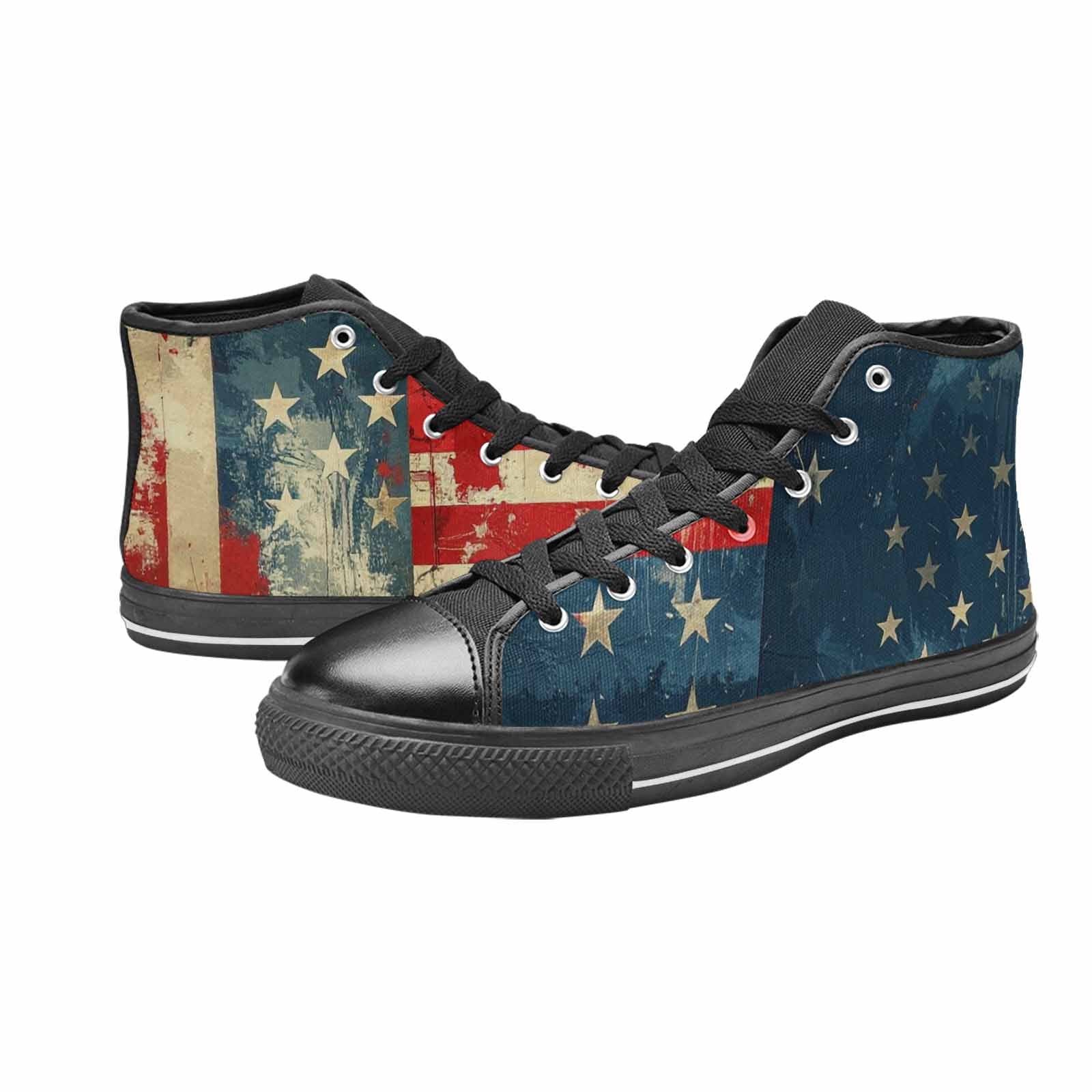 MEN'S American Flag Stars High Top Canvas Vibrant Chaos Custom Sneakers
