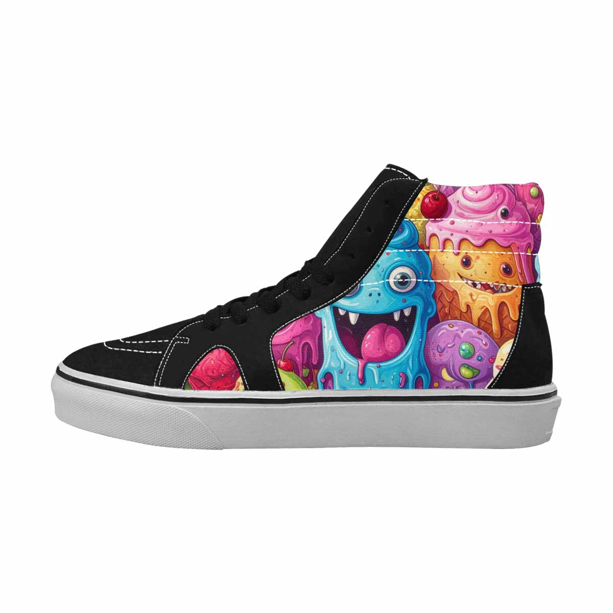 MEN'S Melting Icecream Monster Cherry High Top Canvas Neon Fantasy Custom Sneakers