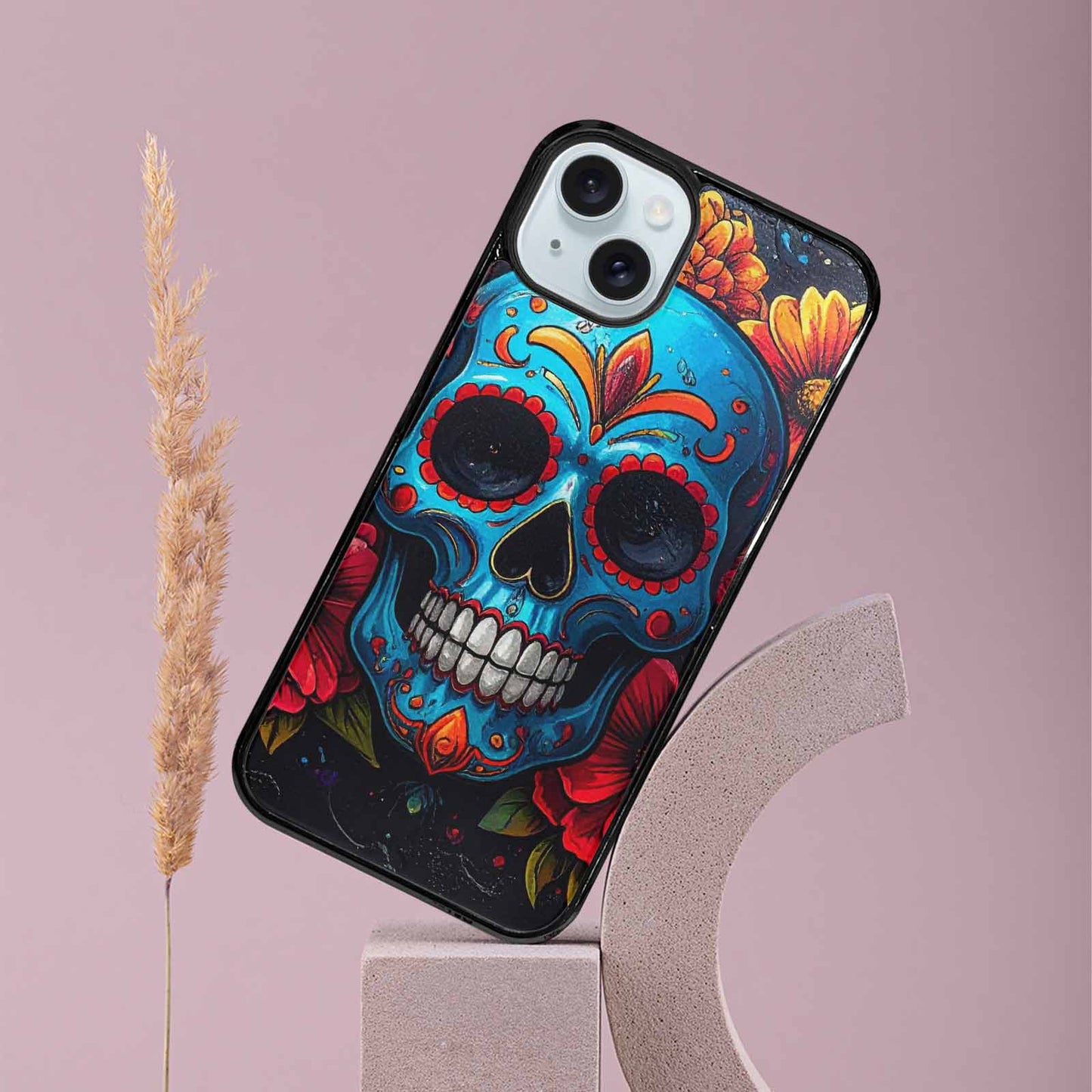 iPhone 15 Plus Case — Graffiti Skull Art Seamless Pattern Vibrant, Customized Protective Case