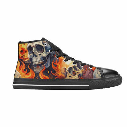 MEN'S Skulls - Flaming High Top Canvas Dark Academia Sneakers