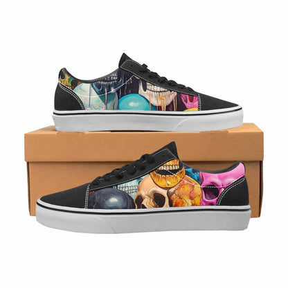 WOMEN'S Skulls  Marble Skulls Lace-Up Canvas Y2K Custom Shoes