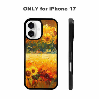 iPhone 17 Case — Impressionist Sunflower Brushstroke Pattern Floral, Custom Printed Phone Case