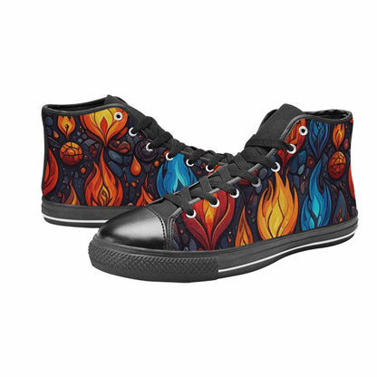 WOMEN'S Fire Flame High Top Canvas Grunge Shoes