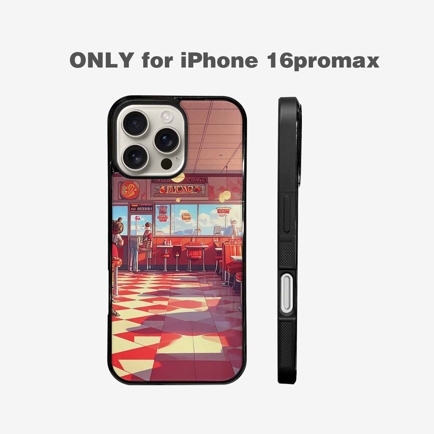 iPhone 16 Pro Max Case — 1950s Diner Cartoon Art Pattern, Original Design Phone Case