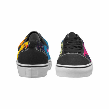 WOMEN'S Smiley Faces  Camo Lace-Up Canvas Neon Fantasy Shoes