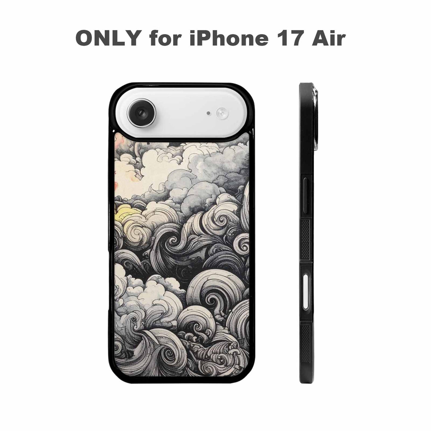 iPhone 17 Air Case — Tie Dye Swirls Black White Tie, Custom Print Case Cover