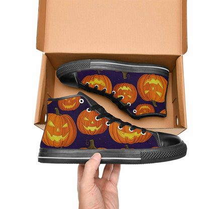 WOMEN'S Halloween Jackolantern Purple Sky High Top Canvas Surreal Custom Shoes